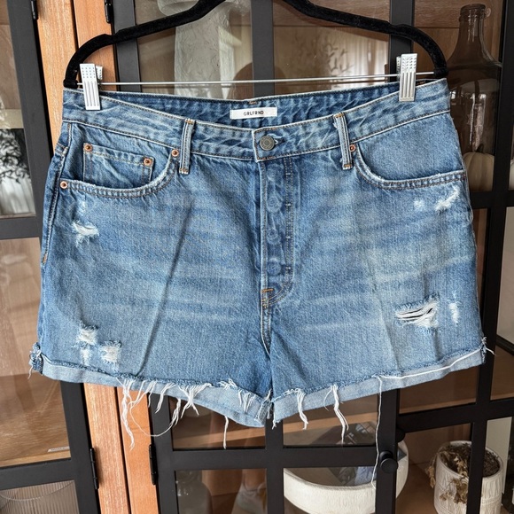 GRLFRND Denim shorts Kerry high rise cuffed distressed light wash raw hem jean - Picture 2 of 12